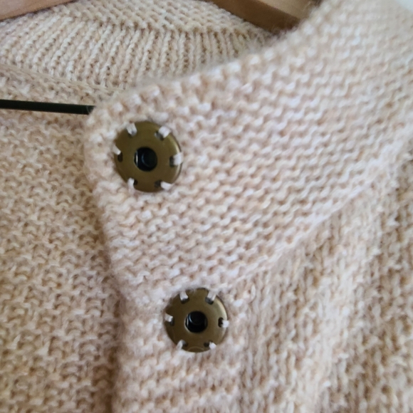 Angel of the North button up poncho sweater tan - Picture 2 of 9